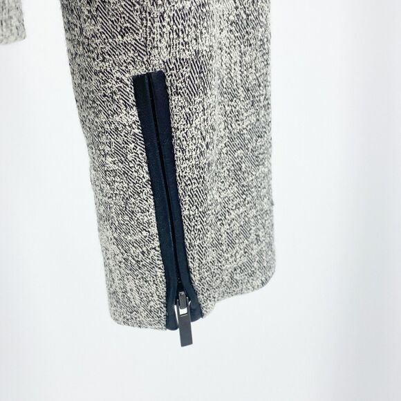 Classiques Entier Grey Blazer Black Leather Lapel Jacket Small Quiet Luxury - Picture 8 of 16